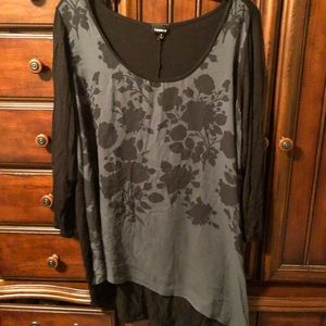 Black and gray Torrid asymmetrical hemline top